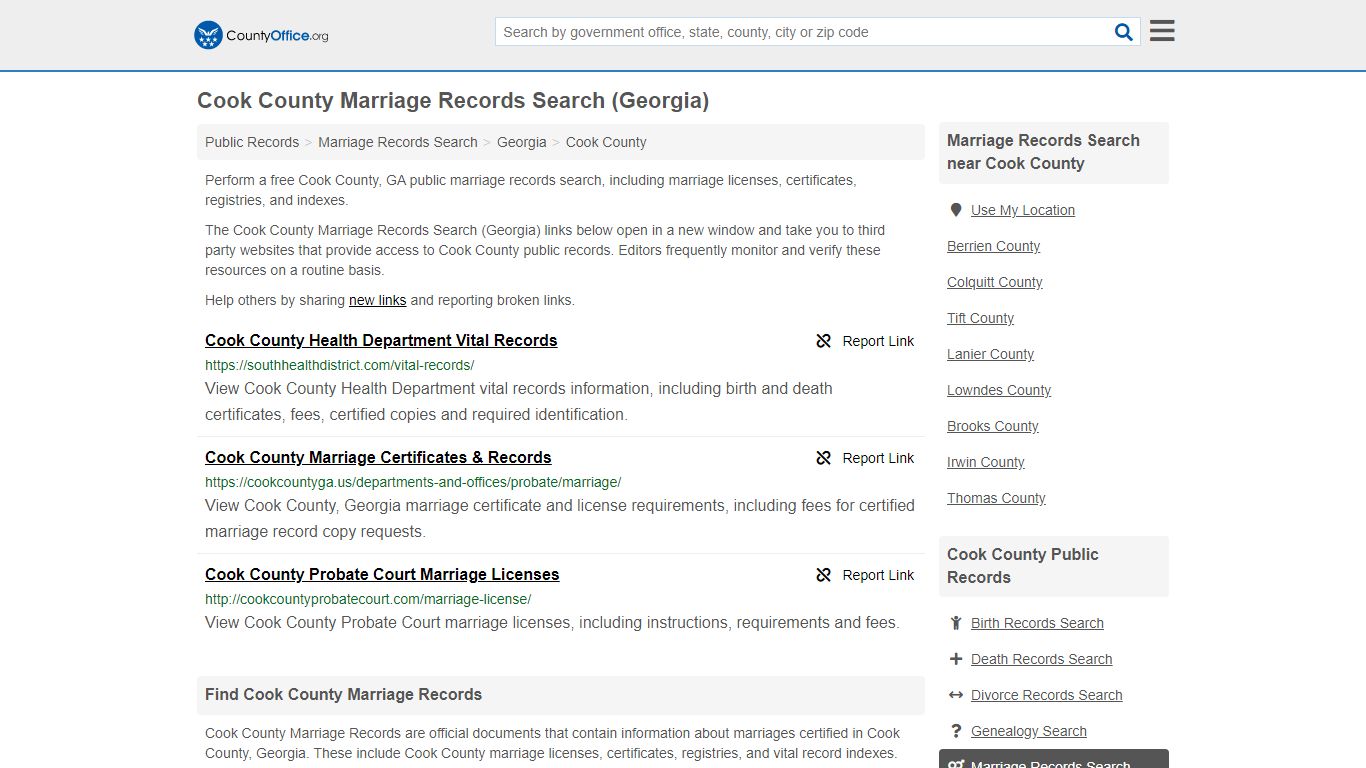 Marriage Records Search - Cook County, GA (Marriage ...